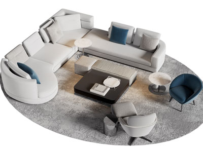 现代转角多人沙发 休闲椅子和茶几组合