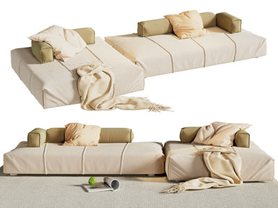 现代奶油风多人沙发