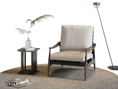 新中式休闲椅子 边几