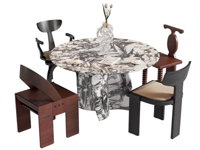 现代圆形餐桌椅组合