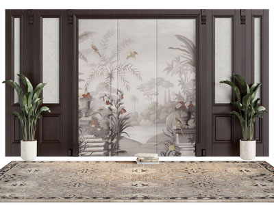 美式床头背景墙3d模型 美式床头背景墙