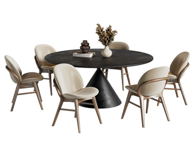 现代圆形餐桌椅组合