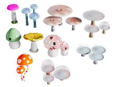 现代卡通蘑菇雕塑小品3d模型 现代卡通蘑菇雕塑小品