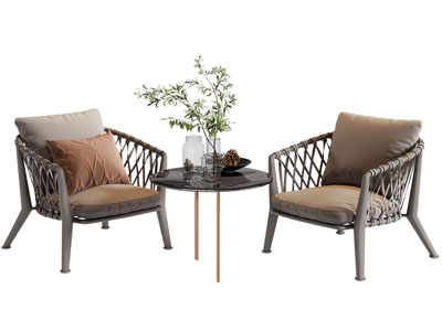 现代休闲椅子 边几