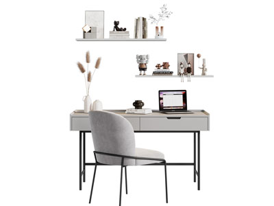 现代书桌椅组合3d模型 现代书桌椅组合