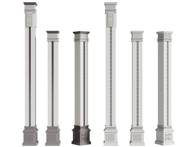 新中式方形柱子3d模型 新中式方形柱子