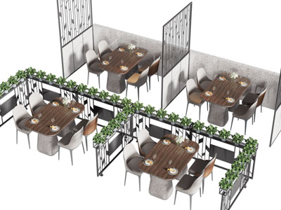 现代饭店餐桌椅组合