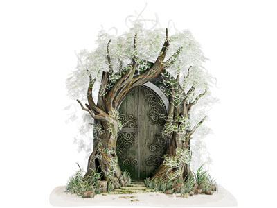 现代卡通游戏场景 森林门 大门