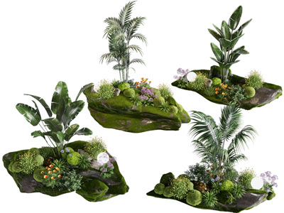 现代花草植被景观园艺小品