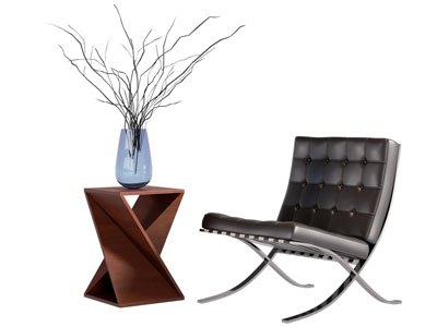 现代休闲椅子 边几