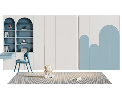 现代实木儿童组合衣柜3d模型 现代实木儿童组合衣柜