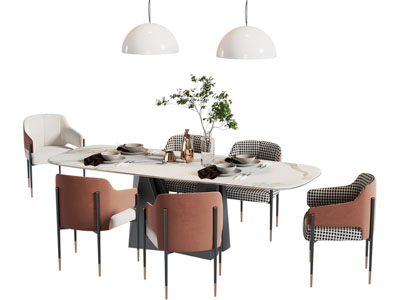 现代大理石餐桌椅组合