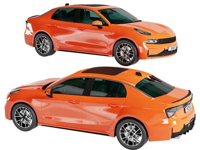 现代橙色轿车 汽车