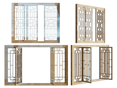 新中式镂空金属推拉折叠窗户
