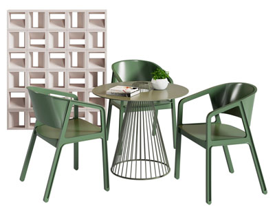 现代中古风休闲餐桌椅组合