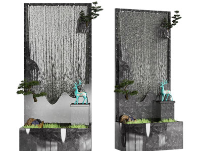 新中式水景瀑布景观园艺小品