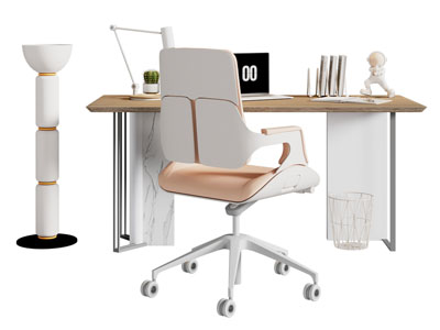 现代书桌椅组合3d模型 现代书桌椅组合