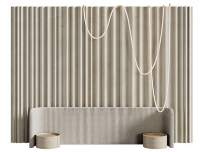 侘寂风床头背景墙3d模型 侘寂风床头背景墙