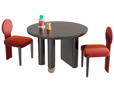 现代圆形餐桌椅组合