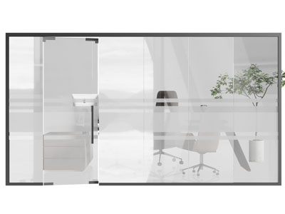 现代办公玻璃隔断 平开门