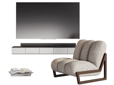 现代休闲椅子 电视机