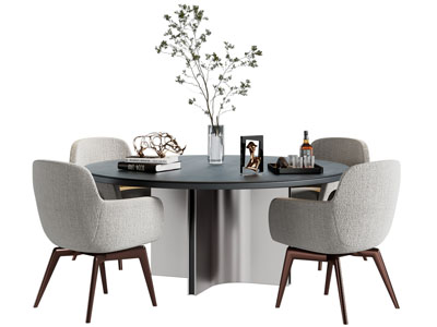 现代圆形餐桌椅组合
