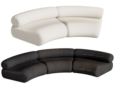 现代弧形多人沙发