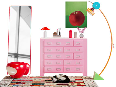 现代玄关柜 穿衣镜 落地灯