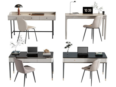 现代书桌椅组合3d模型 现代书桌椅组合