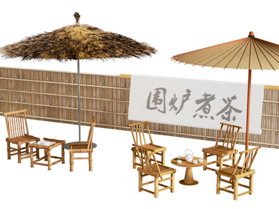 新中式户外休闲竹编椅子  围炉煮茶