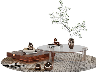 现代圆形玻璃拼接茶几3d模型 现代圆形玻璃拼接茶几