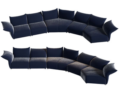 现代弧形多人沙发