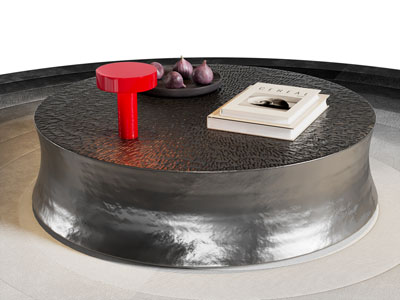 现代金属质感的圆形茶几3d模型 现代金属质感的圆形茶几
