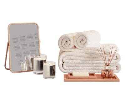 现代毛巾 梳妆镜子 烛台摆件组合