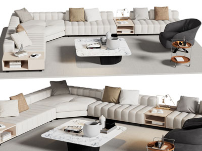 现代转角多人沙发 休闲椅子和茶几组合