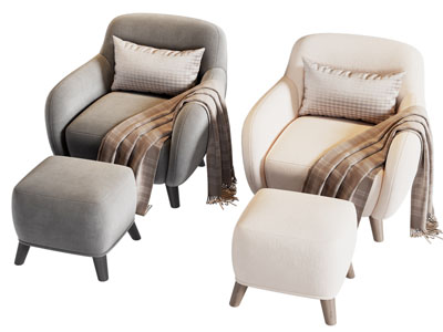 现代单人沙发 脚踏