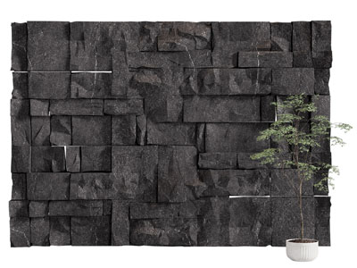 现代岩石 毛石背景墙3d模型 现代岩石 毛石背景墙