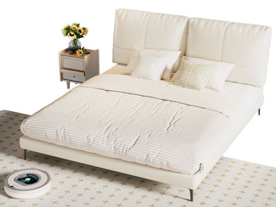 现代布艺双人床 床头柜