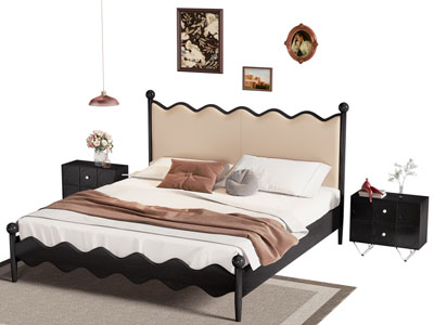 法式双人床 床头柜