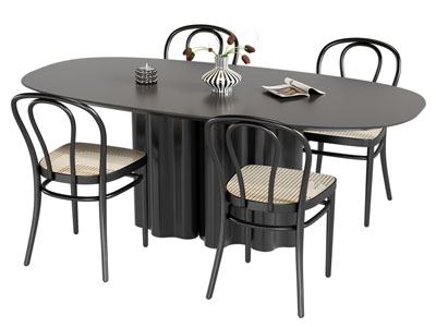 法式椭圆形餐桌椅组合