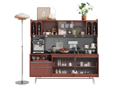 现代中古风餐边柜 落地灯