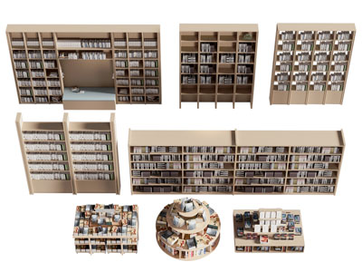 现代带卡座的书柜