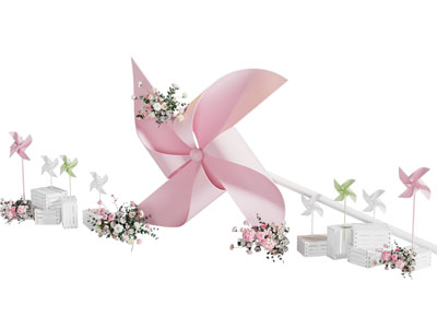 现代风车美陈 户外装置