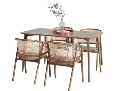 侘寂风实木餐桌椅组合