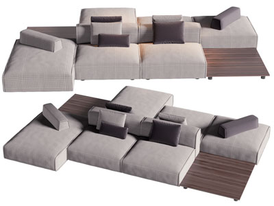 现代双向多人沙发