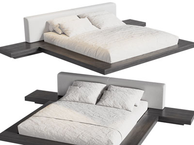 现代布艺双人床