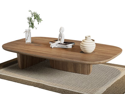 现代实木椭圆形茶几3d模型 现代实木椭圆形茶几