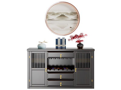 新中式餐边柜 摆件组合
