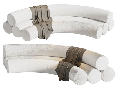 侘寂风弧形多人沙发