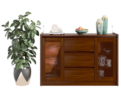 现代实木餐边柜